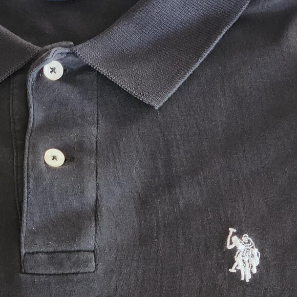 U.S. Polo Assn Sz M Men's Cotton Short Sleeve Polo Black Color Logo Basic Work - Picture 7 of 10